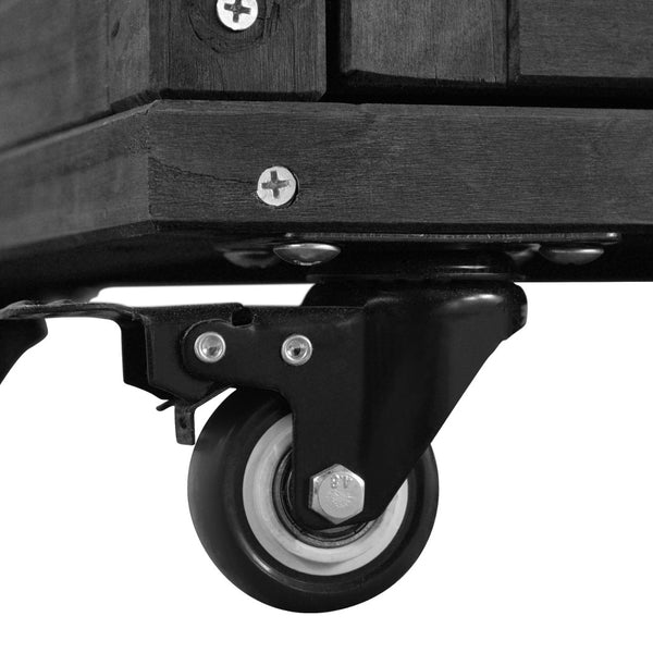 English Elm K&k Outdoor Rolling Kitchen Island Fir Wood Stainless Steel Top with Foldable Prep Station Black N707P370276B