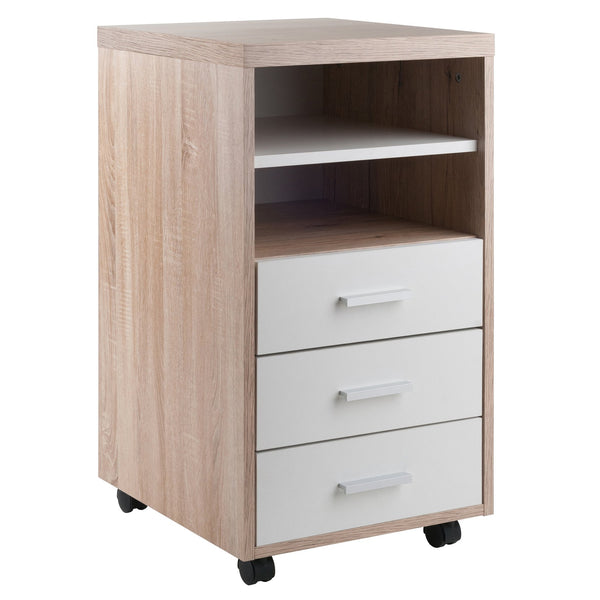 Winsome Wood Kenner 3-drawer Mobile Storage Cabinet - Stylish Reclaimed Wood & White Design With Locking Casters Reclaimed Wood ,White Composite Wood 18532-winsome-wood