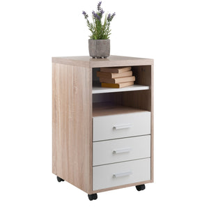Winsome Wood Kenner 3-drawer Mobile Storage Cabinet - Stylish Reclaimed Wood & White Design With Locking Casters Reclaimed Wood ,White Composite Wood 18532-winsome-wood