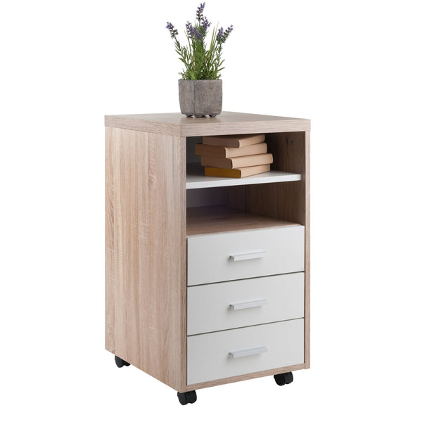 Winsome Wood Kenner 3-drawer Mobile Storage Cabinet - Stylish Reclaimed Wood & White Design With Locking Casters Reclaimed Wood ,White Composite Wood 18532-winsome-wood