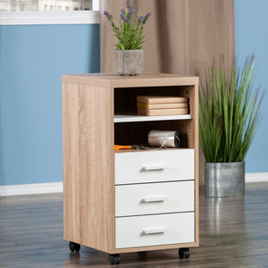 Winsome Wood Kenner 3-drawer Mobile Storage Cabinet - Stylish Reclaimed Wood & White Design With Locking Casters Reclaimed Wood ,White Composite Wood 18532-winsome-wood