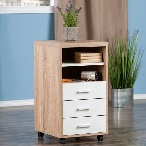 Winsome Wood Kenner 3-drawer Mobile Storage Cabinet - Stylish Reclaimed Wood & White Design With Locking Casters Reclaimed Wood ,White Composite Wood 18532-winsome-wood