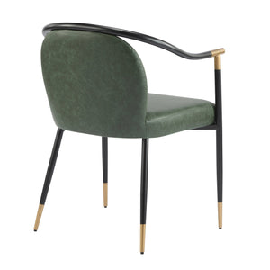 English Elm Christopher Knight Home® - Modern Upholstered Dining Chair with Gold-Tip Accents, Metal Armrests, Heathered Fabric, Set of Two Black+Green 35.75 L x 22.75 W x 22.5 H N776P195378G