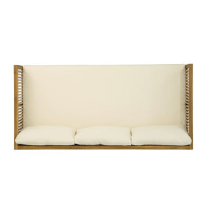 English Elm 2-piece Outdoor Acacia Patio Sofa Set with Rope Back and Round Coffee Table Beige,Light Brown,Teak N770P354675B_N770P234486F