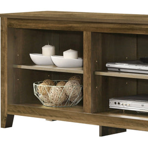 English Elm Tropea 58 Inch Open Shelf Media Console with Oak Finish and Cord Management Oak B2749P413249