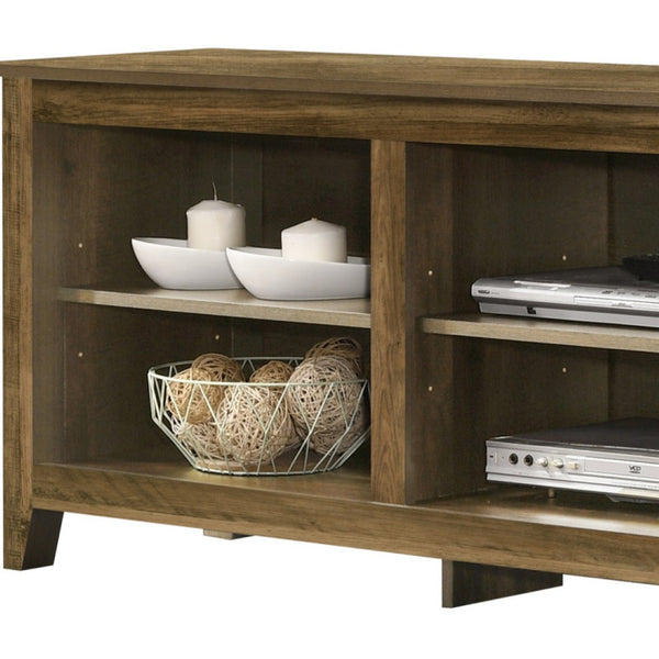 English Elm Tropea 58 Inch Open Shelf Media Console with Oak Finish and Cord Management Oak B2749P413249
