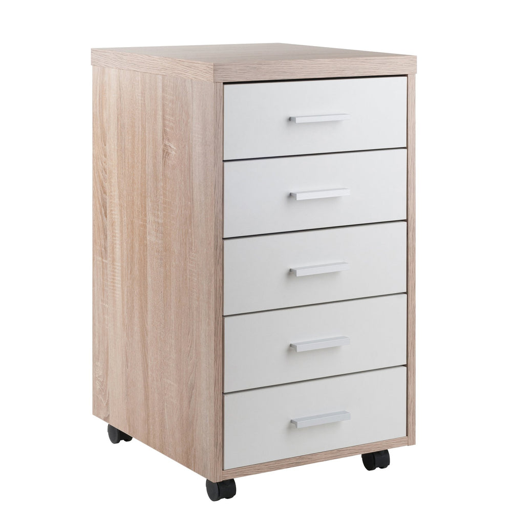 Winsome Wood Kenner 5-drawer Storage Cabinet On Casters - Reclaimed Wood & White Finish For Home Office Style Reclaimed Wood ,White Composite Wood 18556-winsome-wood