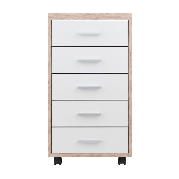 Winsome Wood Kenner 5-drawer Storage Cabinet On Casters - Reclaimed Wood & White Finish For Home Office Style Reclaimed Wood ,White Composite Wood 18556-winsome-wood