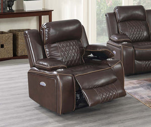 English Elm Contemporary Power Reclining Living Room Set with Leatherette Upholstery and Usb Charging B011S02446