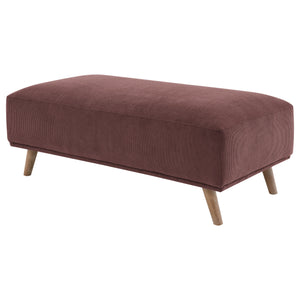 English Elm Amani Wine Red Corduroy Upholstered Ottoman – Plush Rectangular Footrest with Light Wood Legs, 51" Wide B062P299784