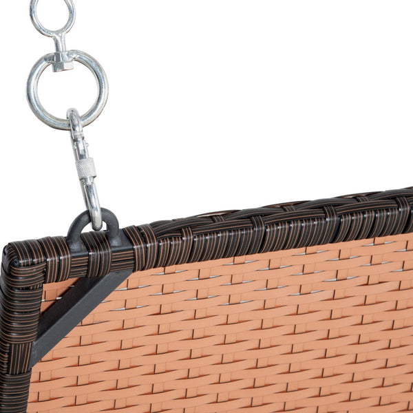 English Elm Outsunny 2-Person Wicker Hanging Swing Bench With Cushions - Stylish Outdoor Chair For Porch & Garden W2225P217681-GIGA