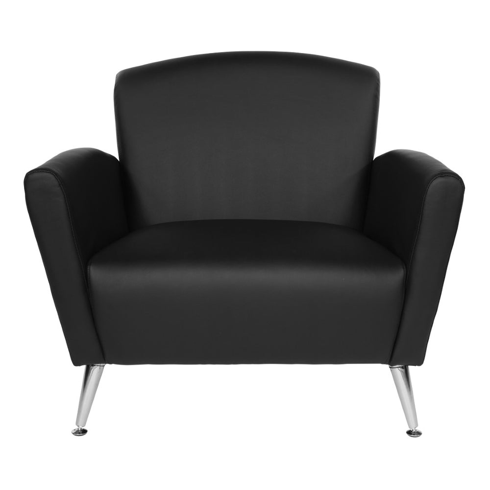 OSP Home Furnishings Club Chair with Antimicrobial Dillon Fabric and Chrome Legs for Modern Office Lounges Black SL50551-R107