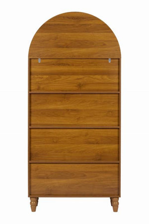 English Elm Vintage Hand-carved Solid Wood Bookcase Tall Arched Open Shelf Cabinet for Living Room W3123P485777