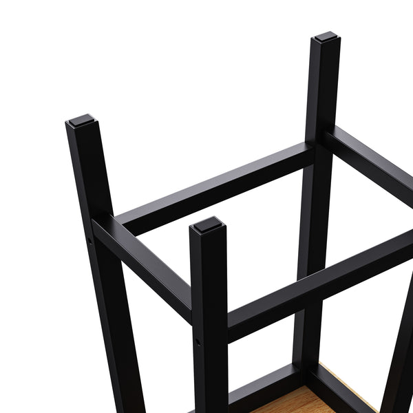 English Elm K&K 48in Kitchen Island Set with 2 Stools, Built-In Power Station, Drop Leaf & Ample Storage Space Black N707S000015B