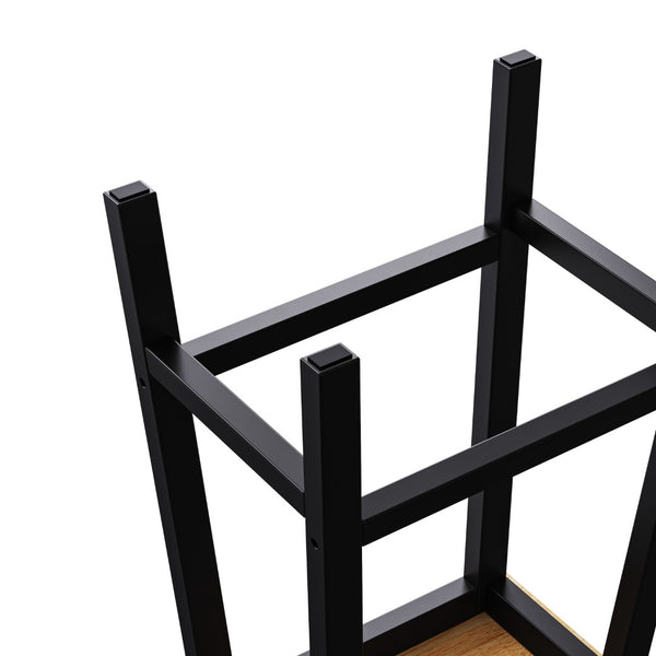 English Elm 48inch Kitchen Island Set with Bar Stools Drop Leaf Built in Power Station Mdf Storage Black N707S003015B