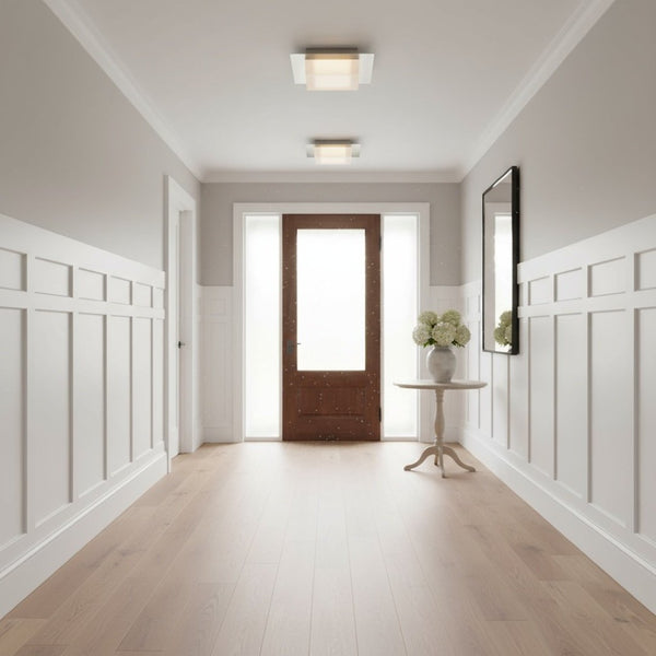 English Elm 8 Inch Square Led Flush Mount Dimmable Ceiling Light with Selectable Color Temperature Chrome B370P399079