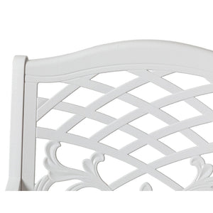 English Elm Phoenix Cast Aluminum Outdoor Dining Arm Chairs Ornate Lattice Scroll Garden Patio Set White N776P381164W
