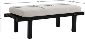 Naya Cream Chenille Fabric Bench 185Cream Meridian Furniture