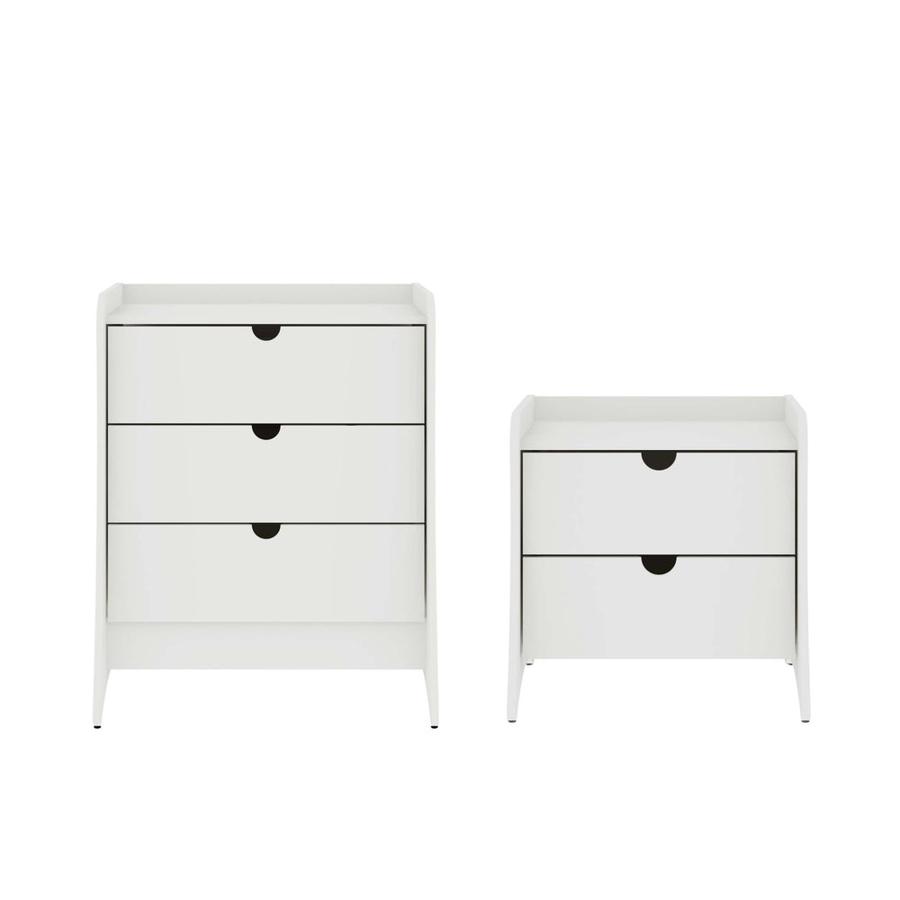 Coney 2-Piece Dresser and Nightstand in White 185GMC1 Manhattan Comfort
