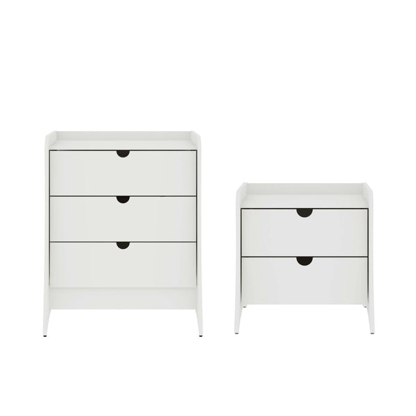 Coney 2-Piece Dresser and Nightstand in White 185GMC1 Manhattan Comfort