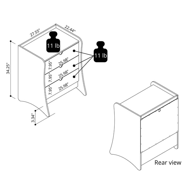 Coney 2-Piece Dresser and Nightstand in White 185GMC1 Manhattan Comfort