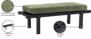 Naya Green Chenille Fabric Bench 185Green Meridian Furniture