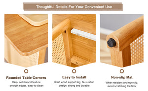 English Elm Chinese country retro solid dining table with imitation rattan legs, solid rubber frame, versatile desk Wood W1151P154592