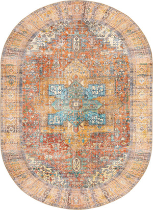 Unique Loom Timeless Peter Machine Made Abstract Rug Rust Red, Blue/Green/Gold/Olive/Orange/Yellow/Light Blue/Light Green/Light Brown/Ivory 7' 7" x 10' 6"