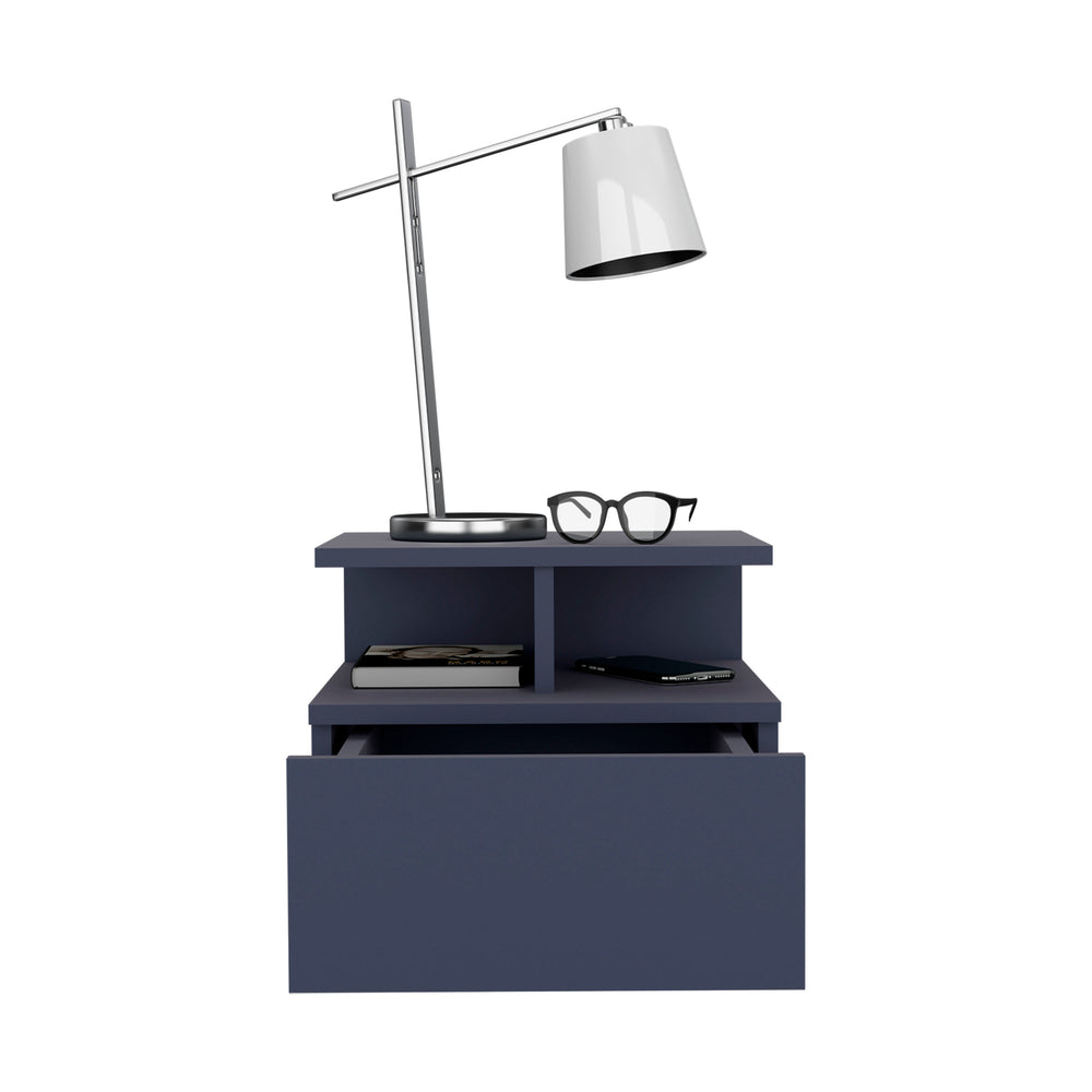 English Elm Adele Blue Floating Nightstand with Large Drawer & Dual Shelves, Space-Saving Wall Mount Storage B070P363815