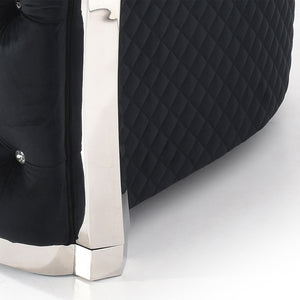 English Elm Sapphire G0593A-C Chair Black Velvet Tufted Armchair with Jeweled Buttons, Diamond Quilting & LED Lighting B078P286362