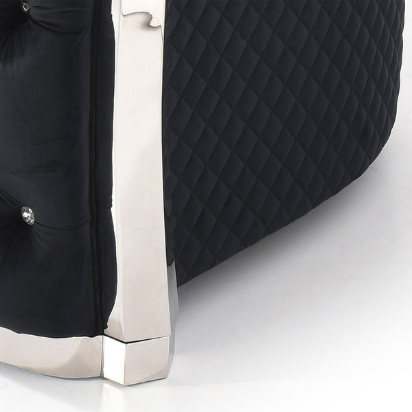 English Elm Sapphire G0593A-C Chair Black Velvet Tufted Armchair with Jeweled Buttons, Diamond Quilting & LED Lighting B078P286362