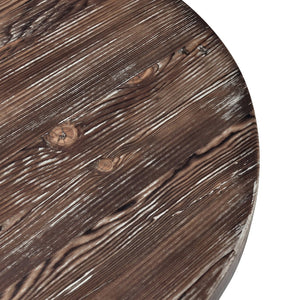 English Elm Biltmore Round End Table Aged Brown – Hand-Finished Solid Pine Pedestal, Rustic Reclaimed Charm B2723S00001
