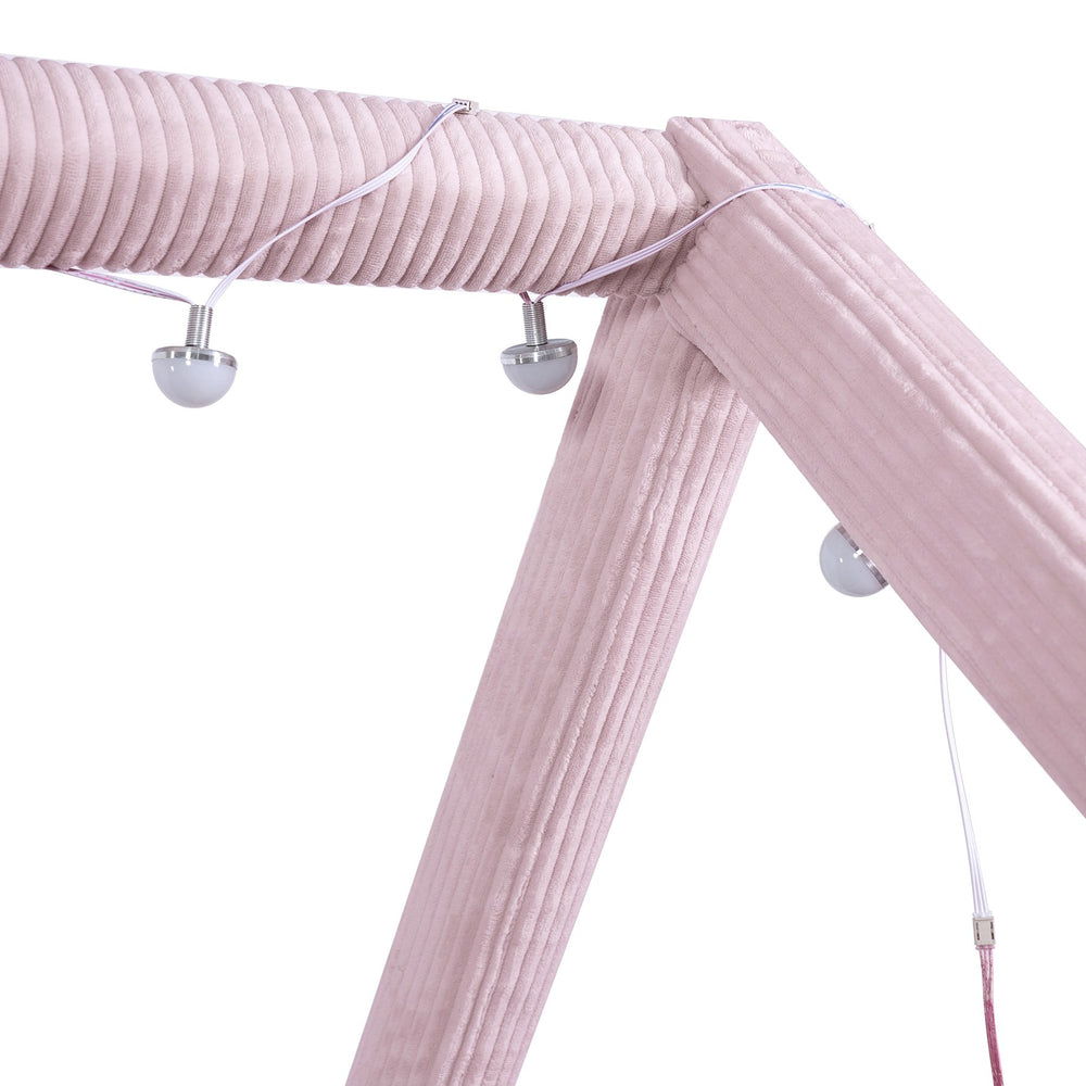 English Elm Full Size Upholstered House Daybed With Led Lights – Cozy Pink Retreat For Kids & Guests N7500001335H