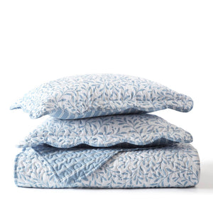 English Elm 5-piece Cotton Dobby Botanical Duvet Set with Embroidered Coastal Throw Pillows B035P463290