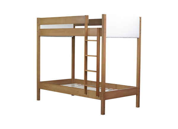 English Elm Twin Over Twin Bunk Bed With Plush Boucle Upholstery, Safety Guardrails & Under-Bed Storage Space W504S00182-GIGA