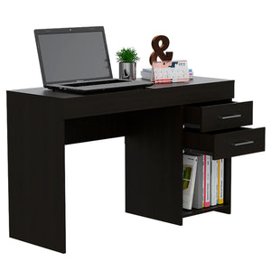 English Elm Austin Writing Computer Desk with Two Drawers and Cabinet, Spacious Legroom, Open Shelf, Durable Particleboard Black 51 L x 22 W x 5 H B128P148865