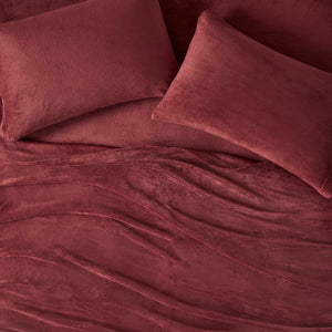 English Elm 3 Pcs Twin Micro Plush Sheet Set - Luxurious Burgundy Bedding For Year-Round Comfort & Style B035P319758
