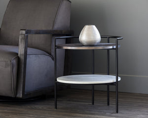 Sunpan Brighton Nightstand - Handcrafted Iron & Marble Elegance with Unique Artisanal Finish for Modern Decor