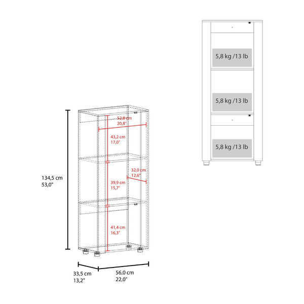 English Elm Natural Oak Two-tone Vertical Cabinet with Open Shelving for Modern Compact Spaces B062P476869