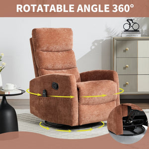 English Elm Heat Massage Swivel Rocker Recliner with 8 Nodes Vibration for Living Room Comfort W3224P322247