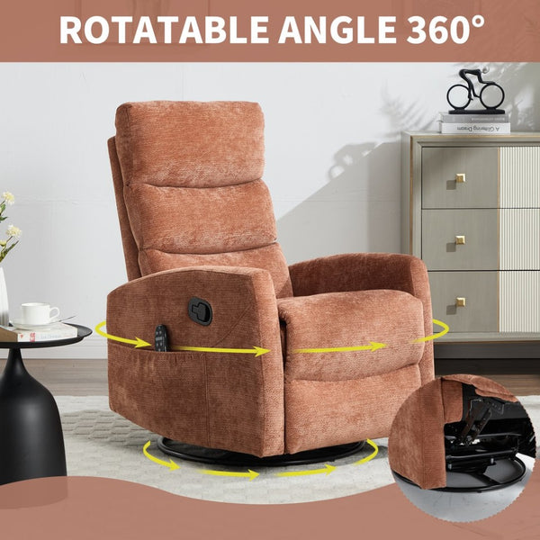 English Elm Heat Massage Swivel Rocker Recliner with 8 Nodes Vibration for Living Room Comfort W3224P322247