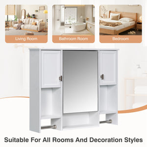 English Elm 35'' Modern Wall-Mounted Medicine Cabinet with Mirror, Ample Storage, Adjustable Shelves & Towel Bar White WF317173AAK