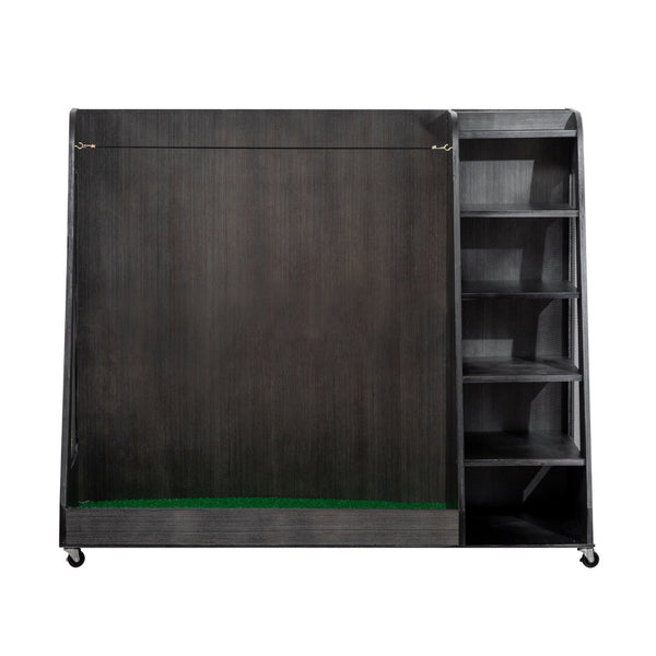 English Elm Gray Wooden Golf Organizer Rack with Drawers for Garage Club Bag Shoe Storage Gray W1422P296368