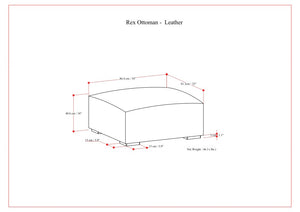 English Elm Rex Brown Sienna Leather Ottoman — Modern Boxy Footrest or Coffee Table, Solid Wood Frame, 36.6" x 34.7" B136P203410