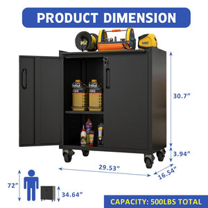 English Elm Heavy-duty Steel Garage Cabinet on Wheels with Locking Doors and Adjustable Shelves T2398P223005