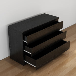English Elm 19.7-inch Matte Finish 3 Drawer Nightstand Set of 2 Handle Free Modern Bedroom Storage Black W3151S00078