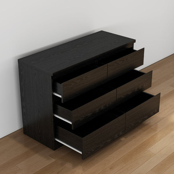 English Elm 19.7-inch Matte Finish 3 Drawer Nightstand Set of 2 Handle Free Modern Bedroom Storage Black W3151S00078