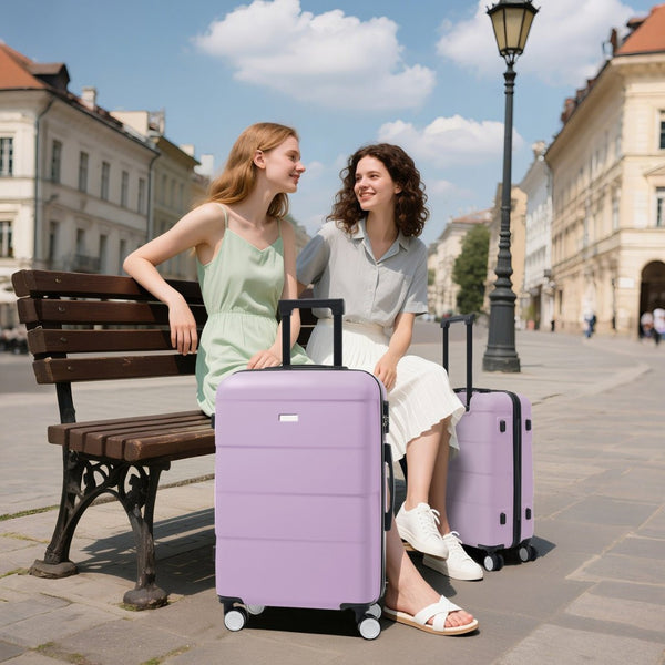 English Elm 6 Piece Hardshell Abs Travel Set with Spinner Wheels Combination Lock and Toiletry Bag Pink Purple N732P391314I