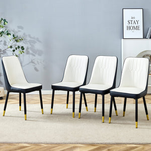 English Elm Modern Two-Tone Pu Dining Chairs Set Of 4 - Elegant White & Black Design With Gold Accents & Comfort W1151P217981