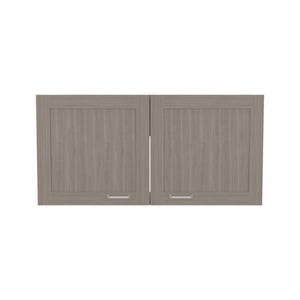 English Elm Zurich Wall Cabinet Double Door Wide with One Shelf, Light Gray MDF, Space-Saving Bardolino Finish B200P335340